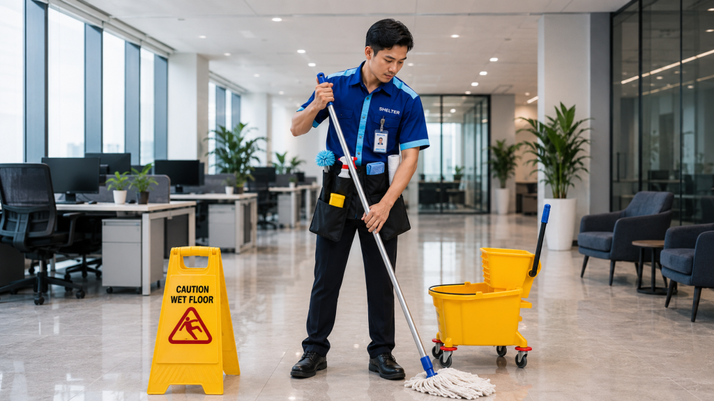 Cleaning service profesional menjaga kebersihan dan kenyamanan operasional kantor